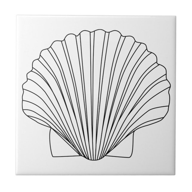 Black Clam Scallop Seashell Tile (Front)