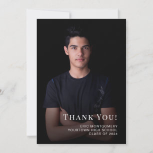 Black Class of 2024 Graduation Thank You Photo Card