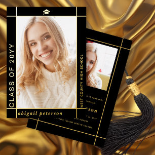 Black Class of 2025 graduation foil announcement 