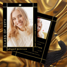 Black Class of 2026 graduation foil announcement 