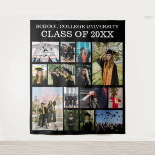 Black Class Photo Collage Tapestry