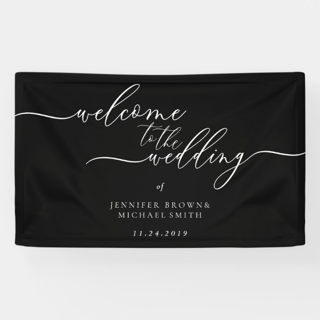 Black Classic Calligraphy Welcome Banner (Horizontal)
