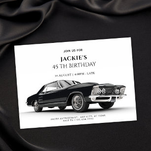 Black Classic Car  Invitation