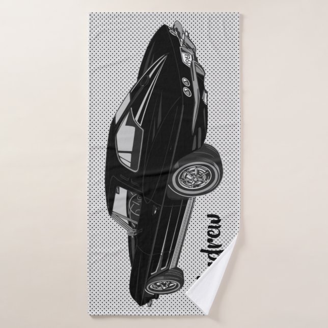 Black Classic Corvette Design Bath Towel (Bath Towel)