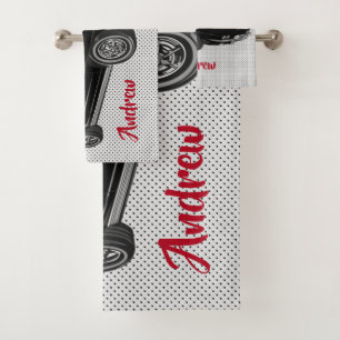 Black Classic Corvette  Design Bath Towel Set