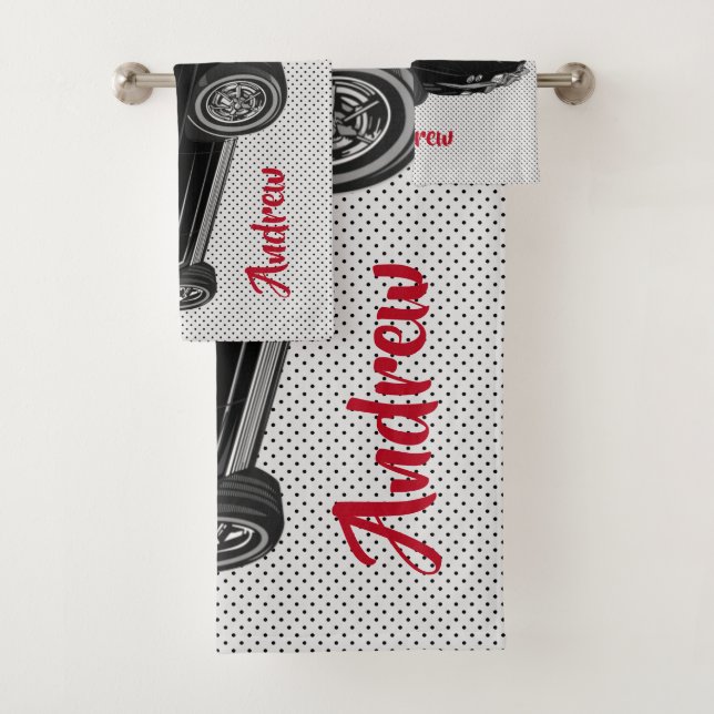 Black Classic Corvette  Design Bath Towel Set (Insitu)