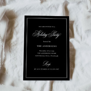 Black Classic Elegance Holiday Party Invitation