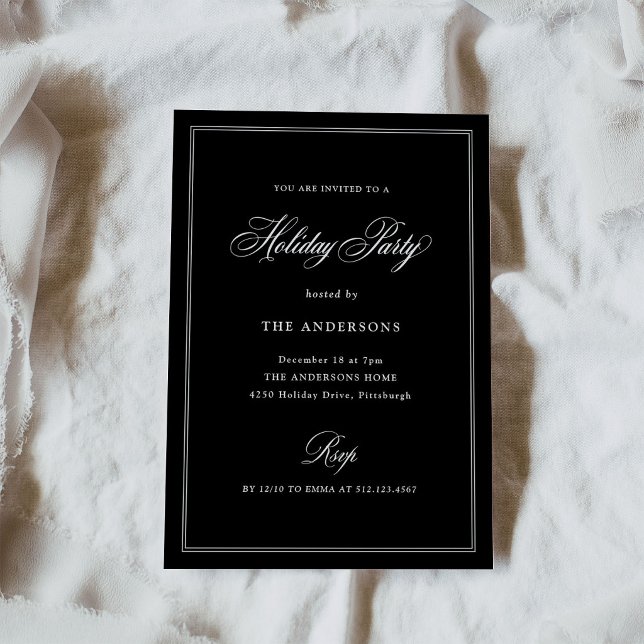 Black Classic Elegance | Holiday Party Invitation (Creator Uploaded)