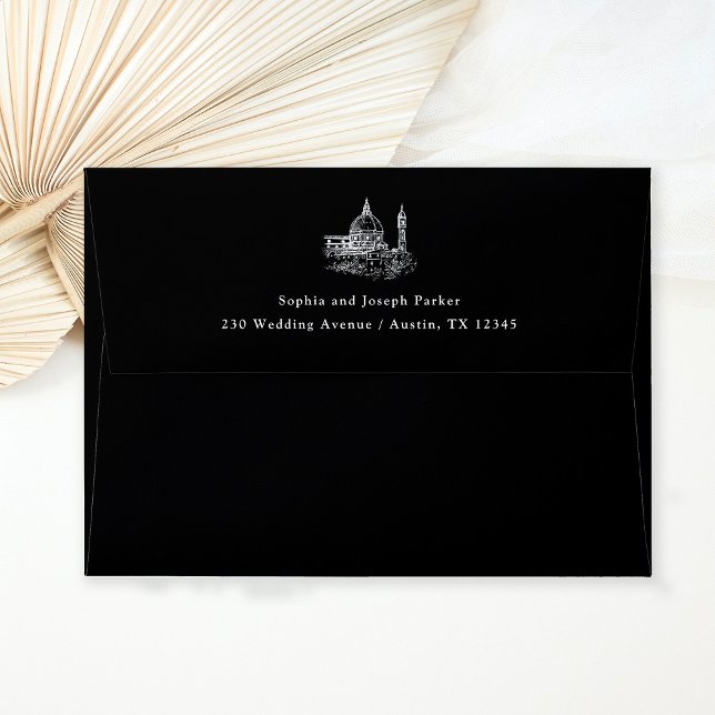 Black | Classic Illustrated Italian Wedding Envelope (Creator Uploaded)