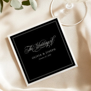 Black   Classic Italian Elegance Wedding Napkin