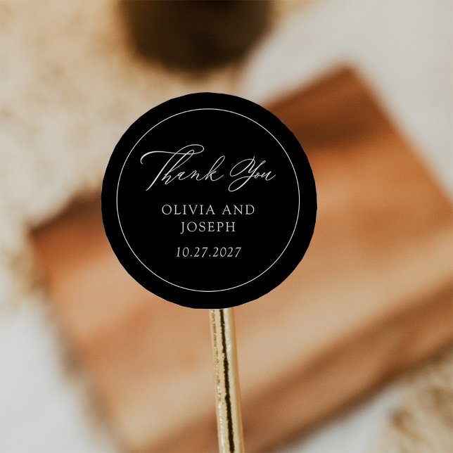 Black | Classic Italian Elegance Wedding Round Sticker (Creator Uploaded)