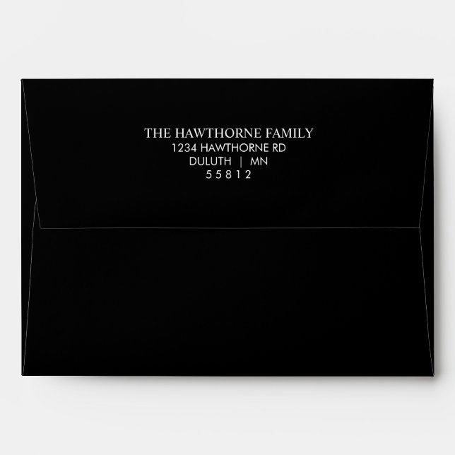 Black Classic Modern Minimalist Envelope (Back (Top Flap))