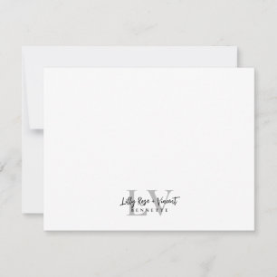 Black Classic Monogram Couple Custom Wedding Card