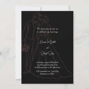  Black Classic Monogram Elegant Clean Wedding Invi Invitation