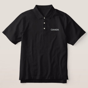 Black Classic Polo Shirt Embroidered white CANADA