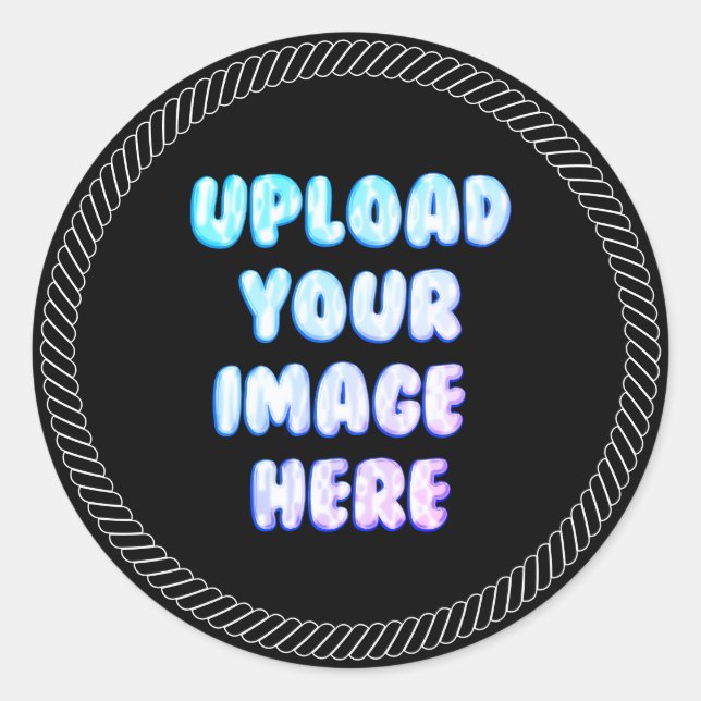 Black Classic Round Sticker with a Business Logo (Front)