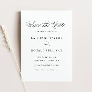 Black Classic Script Typography Save The Date