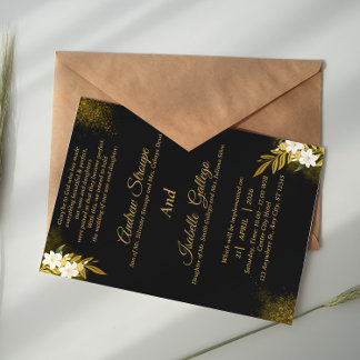 Black Classic Simple Modern Elegant Wedding Photo Invitation