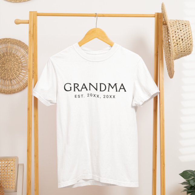 Black Classic Typography Established Grandma T-Shirt (Creator Uploaded)