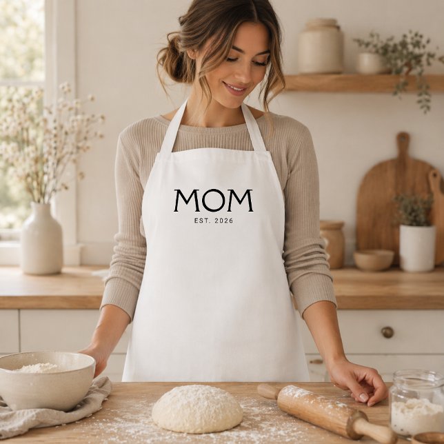 Black Classic Typography Established Mum Standard Apron (Creator Uploaded)