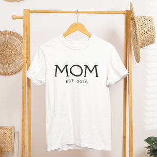 Black Classic Typography Established Mum T-Shirt