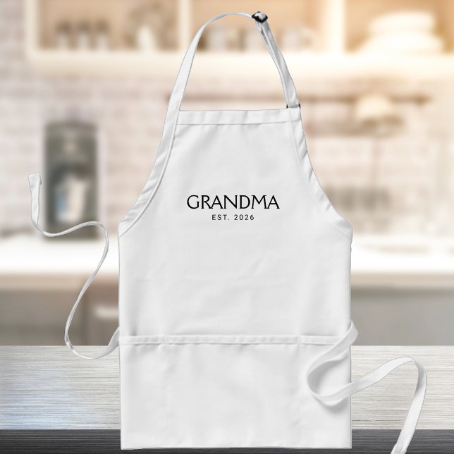 Black Classic Typography Grandma Established Standard Apron (Creator Uploaded)