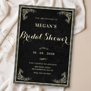 Black classic vintage elegant baby shower  invitation