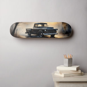 Black Classic Vintage Pickup Truck 1957 Skateboard