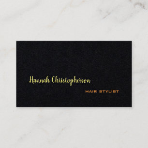 Black Classical Handwritten Hair Stylist Plain Business Card