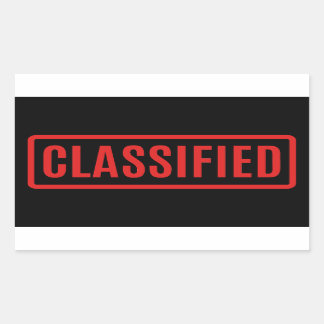 Black Classified Rectangular Sticker