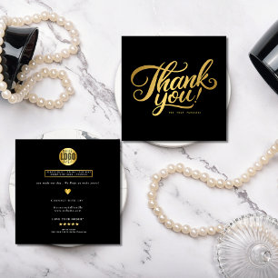 Black Classy and Elegant golden thank you Square Business Card