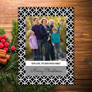 Black Classy Diamond Holiday Photo Flat Card