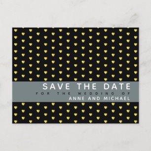 black classy save-the-date wedding announcement postcard