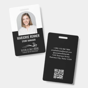 Black Clean Arch Photo Name Title & Logo ID Badge