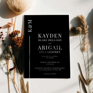 Black Clean Line Minimalist Wedding Invitation