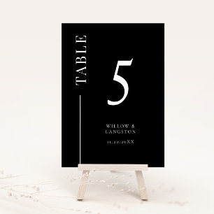 Black Clean Line Wedding Table Number
