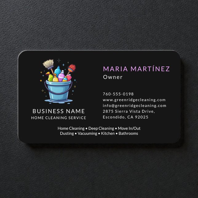 Black Cleaning Company Professional Business Card (Creator Uploaded)