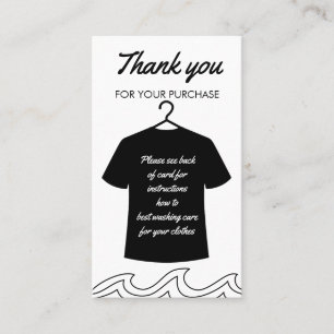 Black Clothing Thank you Washing Care Instruction Business Card