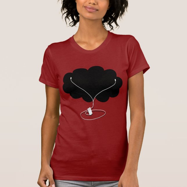 Black Cloud with Ear Buds T-Shirt (Front)