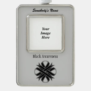 Black Clover Ribbon Tmpl (V-O) by Kenneth Yoncich Silver Plated Framed Ornament