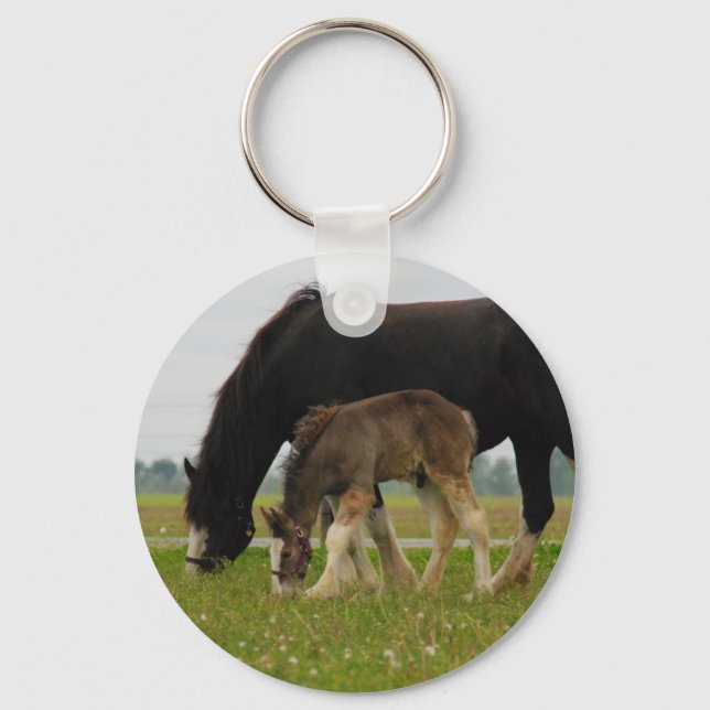 Black Clydesdale and Filly Key Ring (Front)