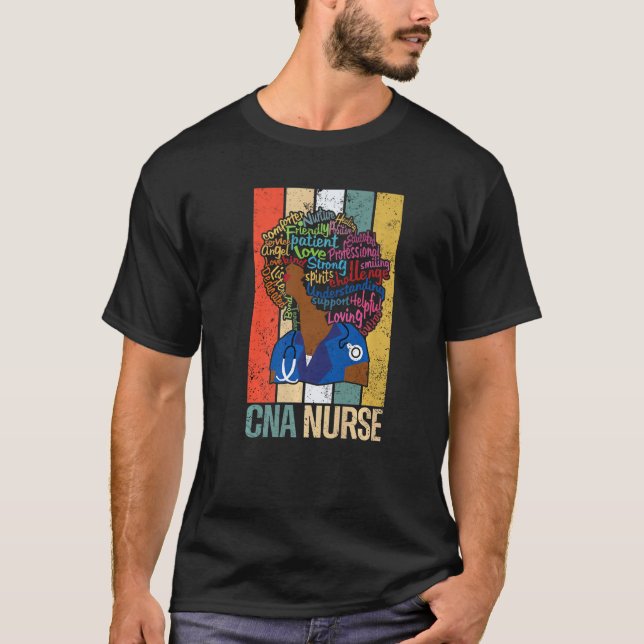 Black Cna Nurse   For African American  Melanin Nu T-Shirt (Front)