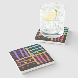 Black Coaster with Unique Basketweave Artwork