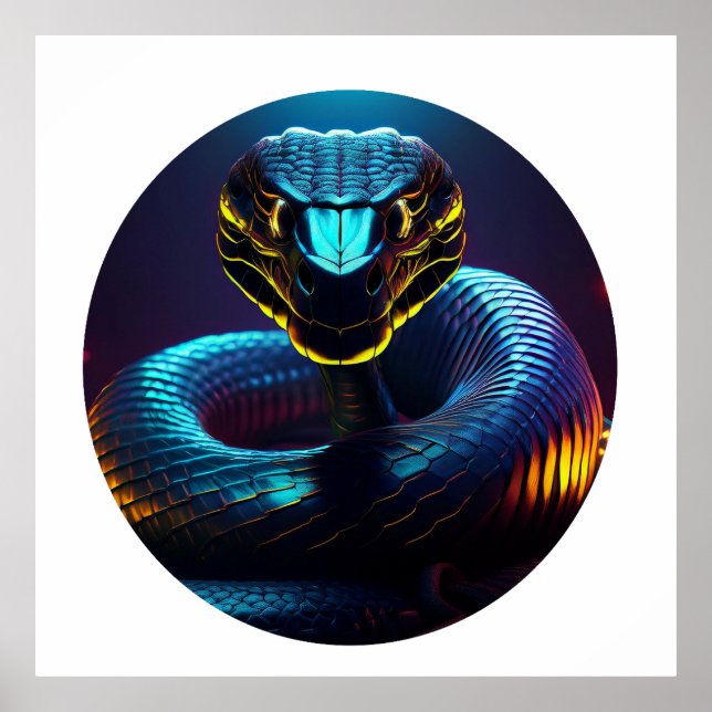 black Cobra Snake In Your Face Poster (Front)