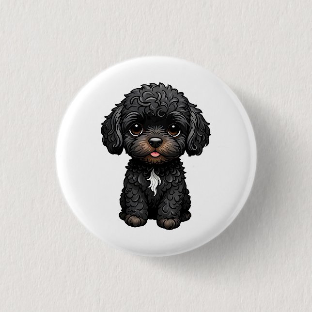Black Cockapoo 3 Cm Round Badge (Front)