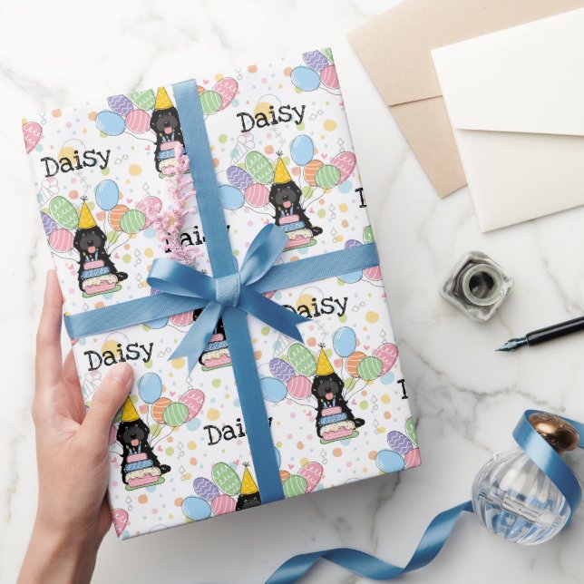 Black Cockapoo Cavapoo Dog Birthday Wrapping Paper (Gifting)