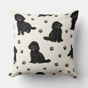 Black Cockapoo Gift Cute Dog Pattern Cushion
