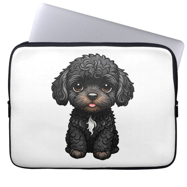 Black Cockapoo Laptop Sleeve (Front)