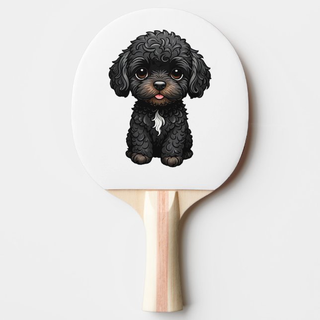 Black Cockapoo Ping Pong Paddle (Front)