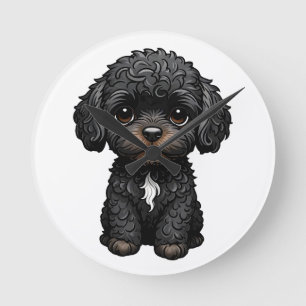 Black Cockapoo Round Clock